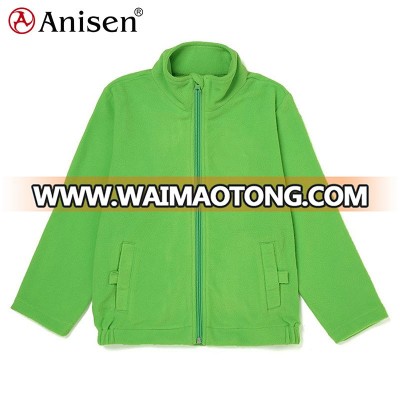 wholesale children clothing custom color kids clothing plain green polar fleece windbreaker jacket