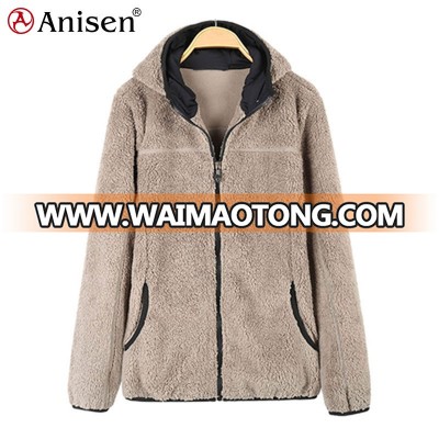 Hot sale sherpa fleece zip up hoodie winter warm outwear men jacket