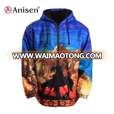 custom sublimation print warm men outwear hooded winter coat jacket