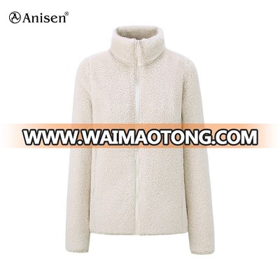 china factory wholesale custom winter warm zipper coat polar fleece women jacket